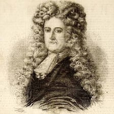A historical portrait engraving of the English writer Daniel Defoe.
