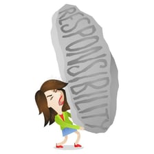 An illustration of a person carrying a heavy load representing responsibilities