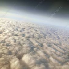 Illustration showing the planet Venus beneath its dense clouds.