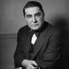 Portrait of Branch Rickey, the baseball executive associated with integrating Major League Baseball.
