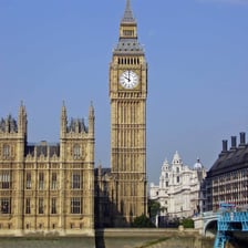 London’s Elizabeth Tower, commonly known as Big Ben, rising above nearby buildings