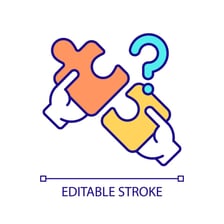 A puzzle piece that does not fit the surrounding pieces, illustrating unsuitability.