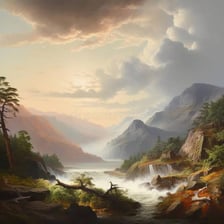 A grand mountain landscape conveying majesty and dignity