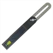 An adjustable bevel gauge positioned to mark an angle on a piece of wood.