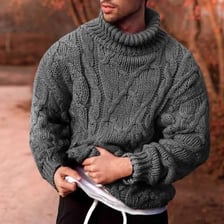 A cardigan and a turtleneck shown as examples of sweaters.