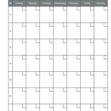 A calendar illustrating the seven days of a week.