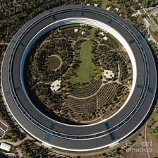 Aerial view of Apple Park, Apple’s headquarters in Cupertino, California