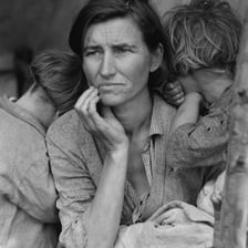 A person depicted enduring a difficult circumstance.