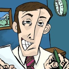 A slick, overly flattering salesperson speaking to a customer.