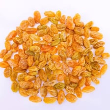 A close-up view of sultanas, or dried grapes.
