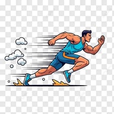 A rapidly moving figure shown with motion blur