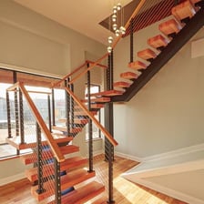 A visible flight of stairs leading between floors
