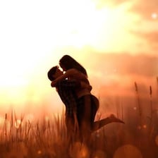 A couple embracing passionately