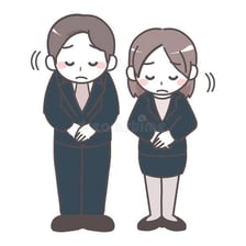 An illustration of an obsequious flatterer bowing to a superior