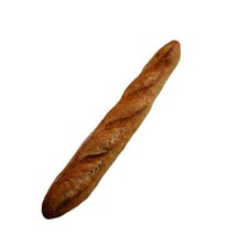 A long French baguette loaf associated with French cuisine