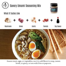 A selection of savoury foods associated with umami taste