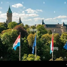 A view of Luxembourg with the national flag