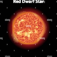 An astronomical illustration of a small reddish red dwarf star