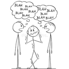 Cartoon speech bubbles filled with nonsensical symbols