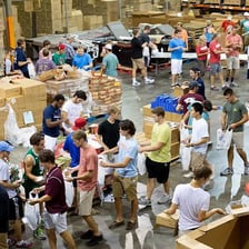Charitable donation being given to a person in need