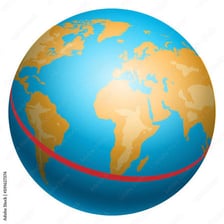 A globe showing the equator around Earth.