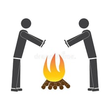 An object shown moving closer to a campfire and becoming warmer