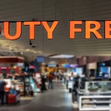 A retail display in an airport duty-free shop.