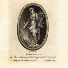 An illustration personifying Lady Luck as a woman associated with good fortune