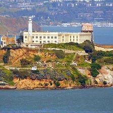 Alcatraz Island and its former prison in San Francisco Bay