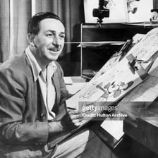 A portrait of Walt Disney associated with animation