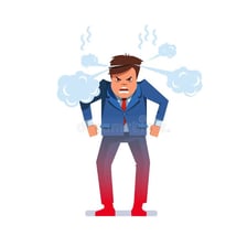 An illustration of a person looking irritable and frowning.
