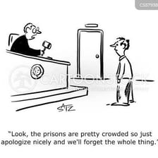 A judge showing clemency toward a defendant in a courtroom
