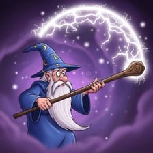 A magician performing a glowing magical spell
