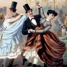 Ballroom dancers performing a waltz associated with Johann Strauss