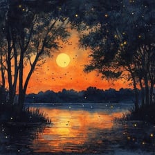 Sunset scene representing the poetic word “e’en” for evening.