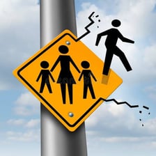 Symbolic scene of one person rejecting a family connection