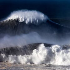 A very large wave rising over the ocean