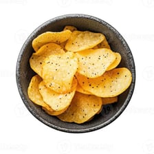 Crisp potato slices piled in a bowl