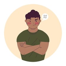 An illustration of a person appearing irritable and emotionally changeable