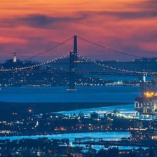 San Francisco viewed across the bay with the Golden Gate Bridge