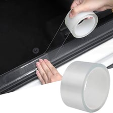 A strip of adhesive tape stuck to a surface