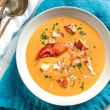 A bowl of creamy lobster bisque