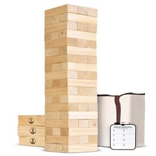 A stack of blocks falling and toppling over.