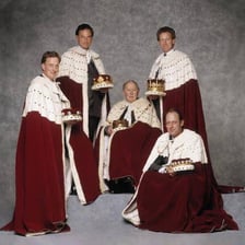 A British peer wearing ceremonial robes.