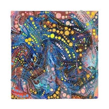 A Pointillist painting showing an image formed from small colored dots