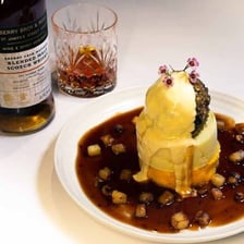 A serving of haggis with mashed neeps and potatoes