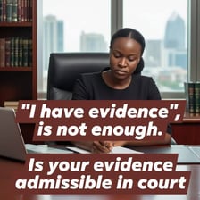 A courtroom scene in which evidence has been approved for use.