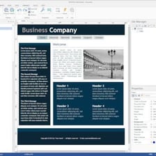 A visual web editor showing a design and its matching preview