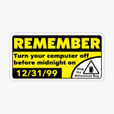 A computer display illustrating the year-2000 Y2K problem