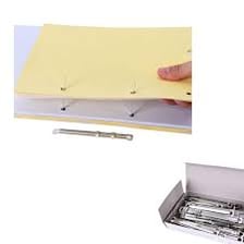 A metal staple fastening several sheets of paper